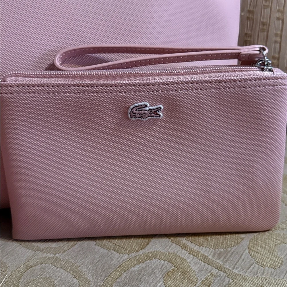 LACOSTE Large L.12.12 Concept Tote Bag, small wallet and wristlet bundle Pink - Picture 3 of 16
